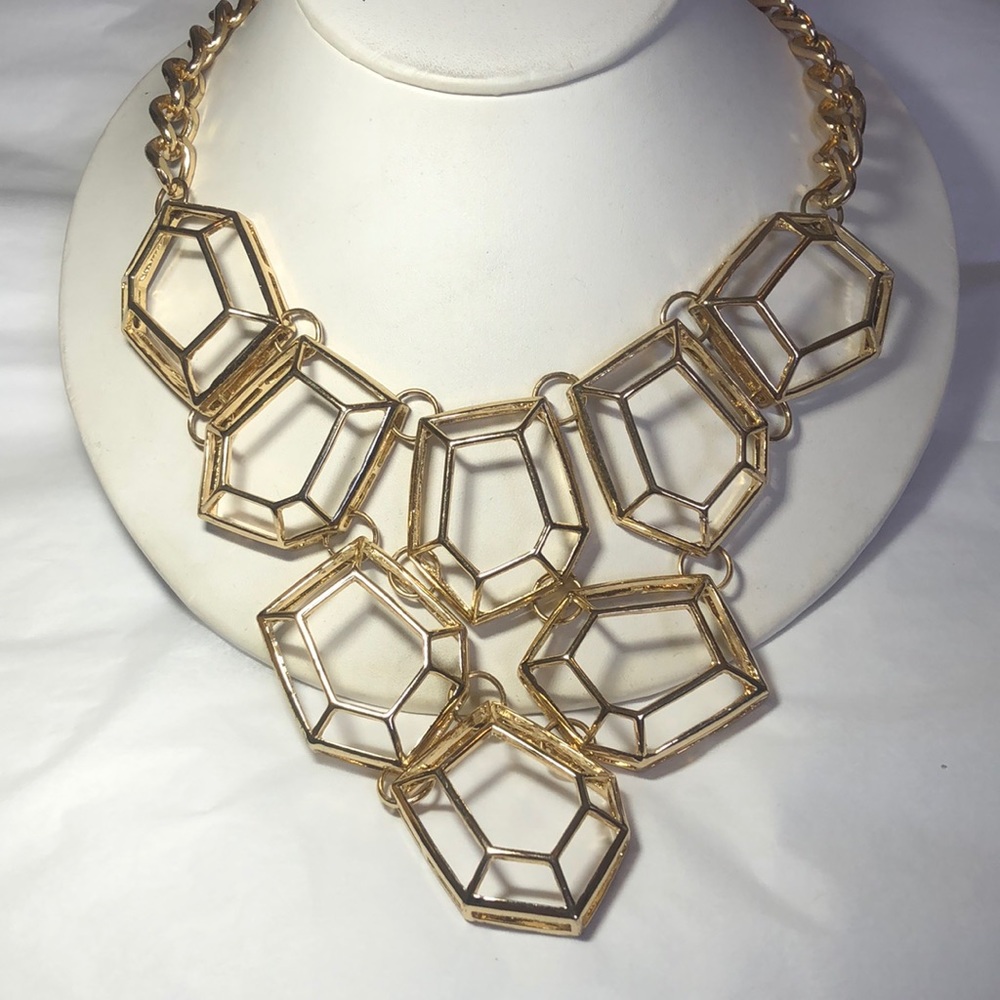 Geometric Gem Statement Bib Necklace - image 1